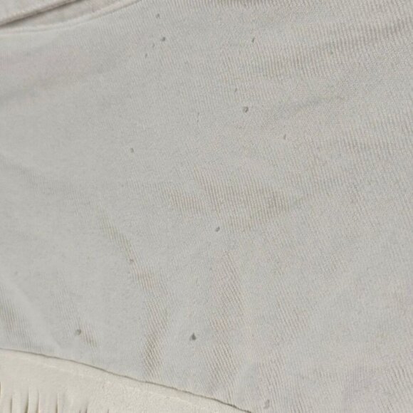 Boho Fringe Off White Western Jean Jacket Womens M Festival Hippie 70s Cowgirl - Picture 9 of 12